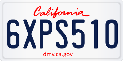 CA license plate 6XPS510