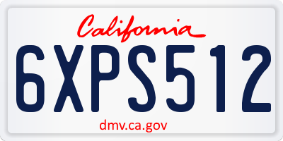 CA license plate 6XPS512