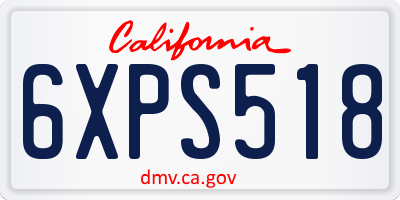 CA license plate 6XPS518