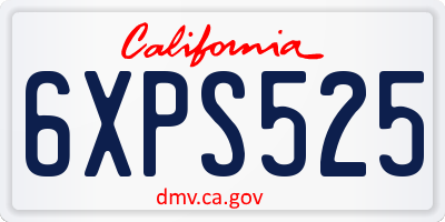 CA license plate 6XPS525