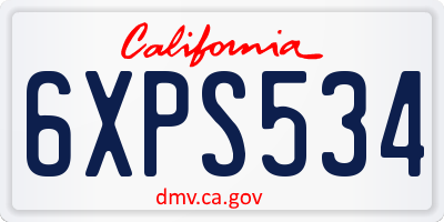 CA license plate 6XPS534