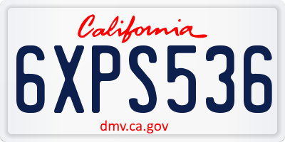 CA license plate 6XPS536