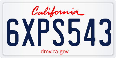 CA license plate 6XPS543