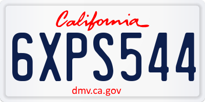 CA license plate 6XPS544