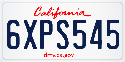CA license plate 6XPS545