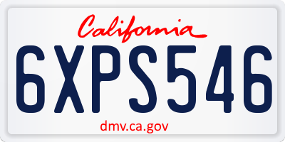 CA license plate 6XPS546