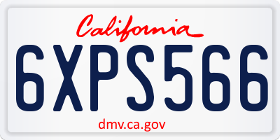CA license plate 6XPS566