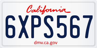 CA license plate 6XPS567