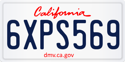 CA license plate 6XPS569