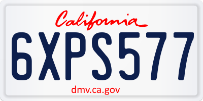 CA license plate 6XPS577