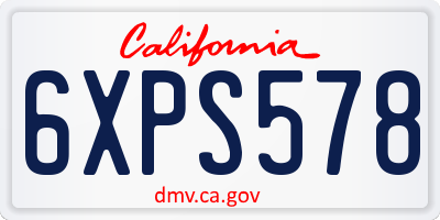 CA license plate 6XPS578