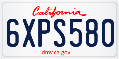 CA license plate 6XPS580