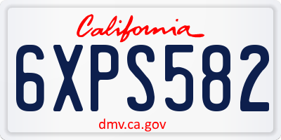 CA license plate 6XPS582