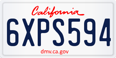 CA license plate 6XPS594