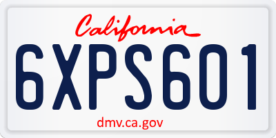 CA license plate 6XPS601