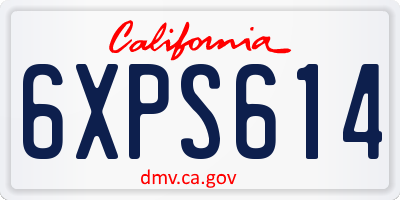 CA license plate 6XPS614