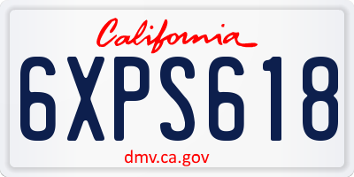CA license plate 6XPS618