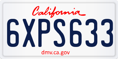 CA license plate 6XPS633