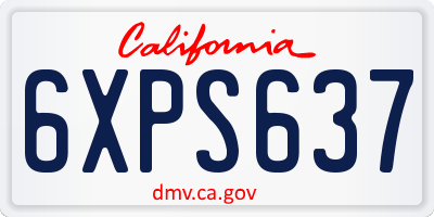 CA license plate 6XPS637