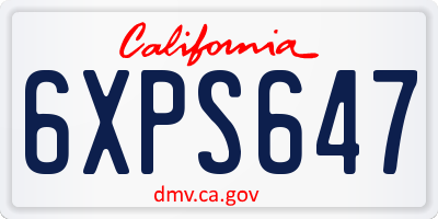 CA license plate 6XPS647