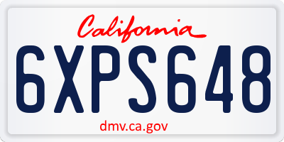 CA license plate 6XPS648