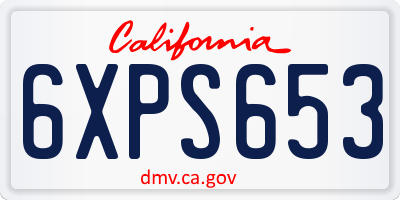 CA license plate 6XPS653