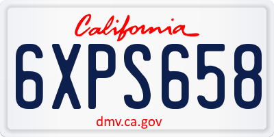 CA license plate 6XPS658