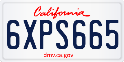 CA license plate 6XPS665