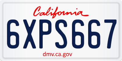 CA license plate 6XPS667