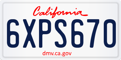 CA license plate 6XPS670