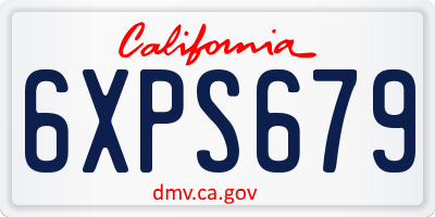 CA license plate 6XPS679