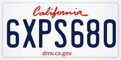 CA license plate 6XPS680