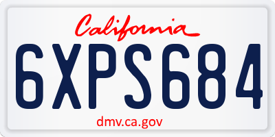CA license plate 6XPS684