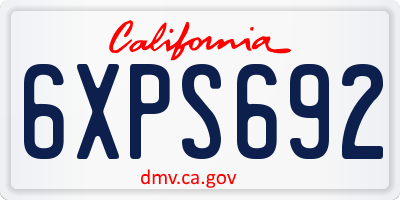CA license plate 6XPS692
