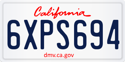 CA license plate 6XPS694