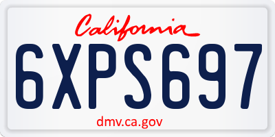 CA license plate 6XPS697
