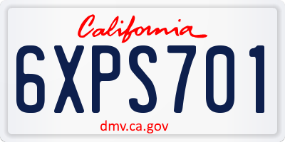 CA license plate 6XPS701