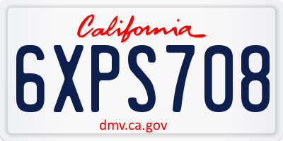 CA license plate 6XPS708
