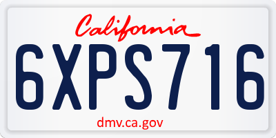 CA license plate 6XPS716