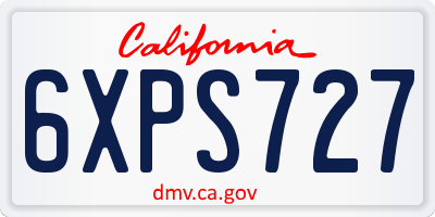 CA license plate 6XPS727