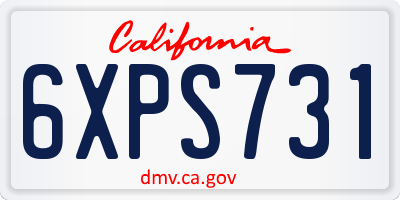 CA license plate 6XPS731