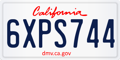 CA license plate 6XPS744