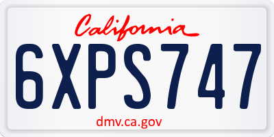 CA license plate 6XPS747