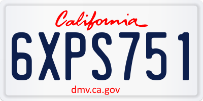 CA license plate 6XPS751