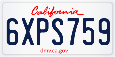 CA license plate 6XPS759