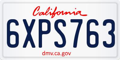 CA license plate 6XPS763