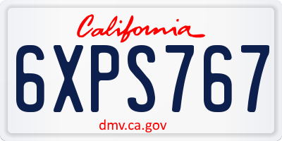 CA license plate 6XPS767