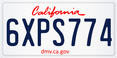 CA license plate 6XPS774