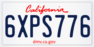 CA license plate 6XPS776