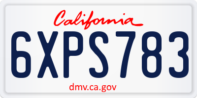 CA license plate 6XPS783